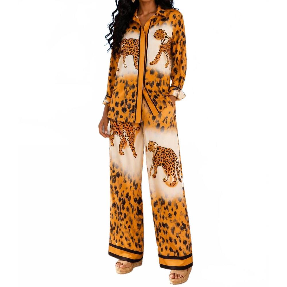 NEW LITTLE SECRET OF MINE animal print wide leg pant set in roaming the wild